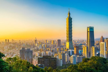 Güzel manzara ve cityscape taipei 101 bina ve ark