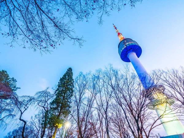 Bela arquitetura edifício N Seul torre na montanha namsan — Fotografia de Stock