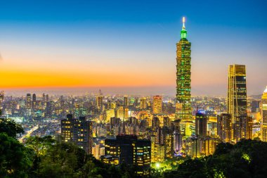 Güzel manzara ve cityscape taipei 101 bina ve ark
