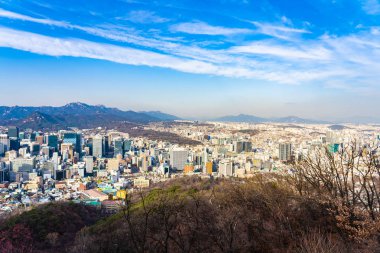Güzel manzara ve Seoul city cityscape