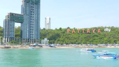 güzel Pattaya şehir deniz kıyısı, Tayland manzara görüntüleri