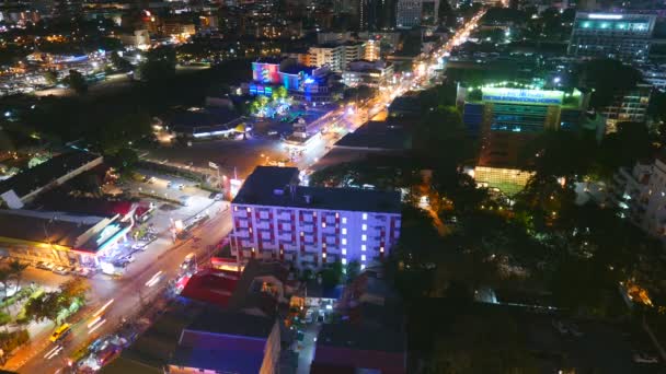 Szenische Zeitraffer Aufnahmen Der Wunderschönen Stadt Pattaya Bei Nacht Thailand — Stockvideo