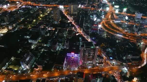 Сценарные Съемки Ночного Времени Бангкоке — стоковое видео