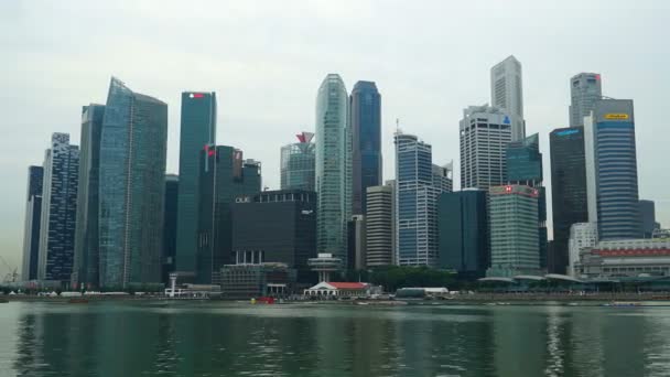 新加坡城市滨海湾周围现代建筑的空中镜头 — 图库视频影像