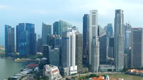 Luchtbeelden Van Moderne Gebouwen Rond Marina Bay Singapore City — Stockvideo