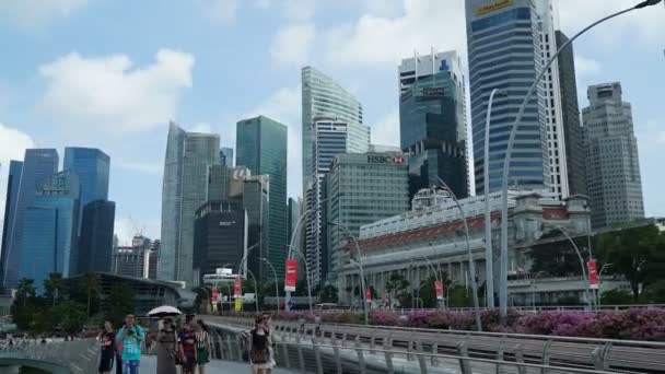 Riprese Panoramiche Time Lapse Edifici Moderni Nella Città Singapore — Video Stock