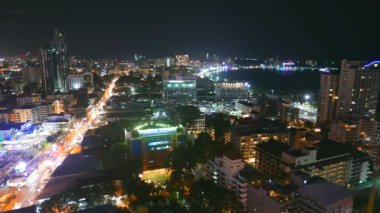 gece güzel Pattaya şehir manzara zaman atlamalı görüntüleri, Tayland