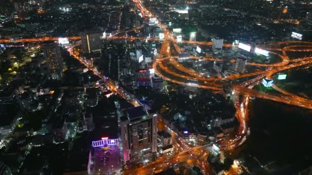 夜のバンコク市の風光明媚な時間経過映像 — ストック動画