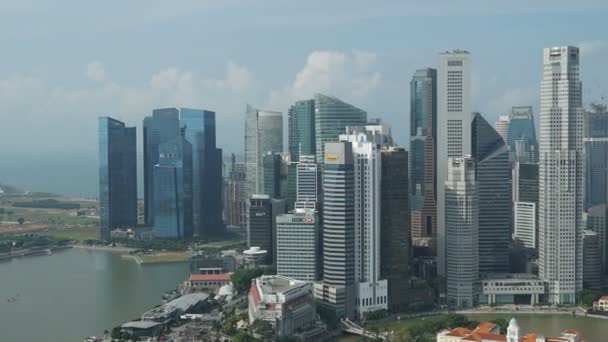 Luchtbeelden Van Moderne Gebouwen Rond Marina Bay Singapore City — Stockvideo