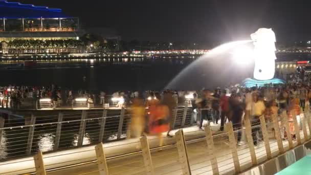 Riprese Panoramiche Time Lapse Edifici Moderni Nella Città Singapore Notte — Video Stock