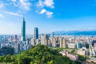 Güzel manzara ve cityscape taipei 101 bina ve ark