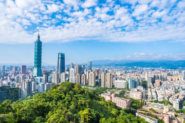 Güzel manzara ve cityscape taipei 101 bina ve ark