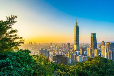 Güzel manzara ve cityscape taipei 101 bina ve ark