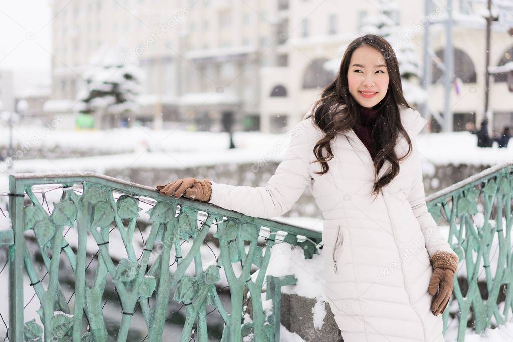 Beautiful young asian woman smile and happy with travel trip in 