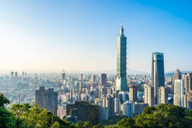 Güzel manzara ve cityscape taipei 101 bina ve ark