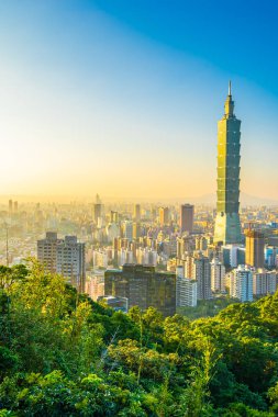 Güzel manzara ve cityscape taipei 101 bina ve ark