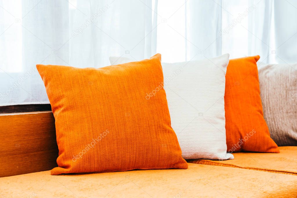 Comfortable pillow on sofa decoration