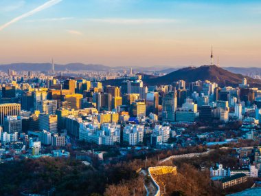 Bina Cityscape Kulesi Seoul City Güney Kore ile güzel mimari