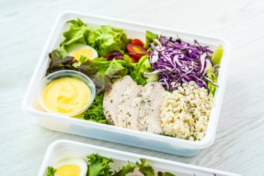 Izgara tavuk eti göğüs ile taze sebze salatası - sağlıklı gıda tarzı