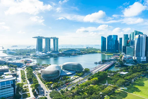 Beautiful Architecture Building Exterior Cityscape Singapore City Skyline White Cloud — Stock Photo, Image