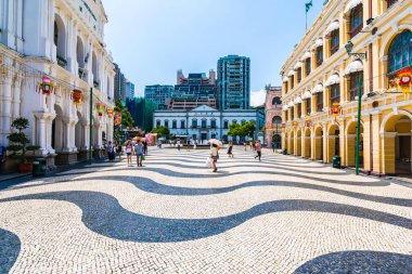 Çin, Macau macau şehir - 6 Eylül 2018 - güzel eski mimari yapı Arata kare çevresinde