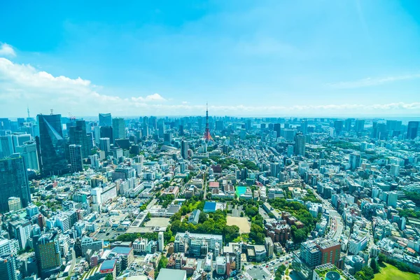 Bela Arquitetura Construção Cidade Tokyo Com Torre Tokyo Céu Azul — Fotografia de Stock