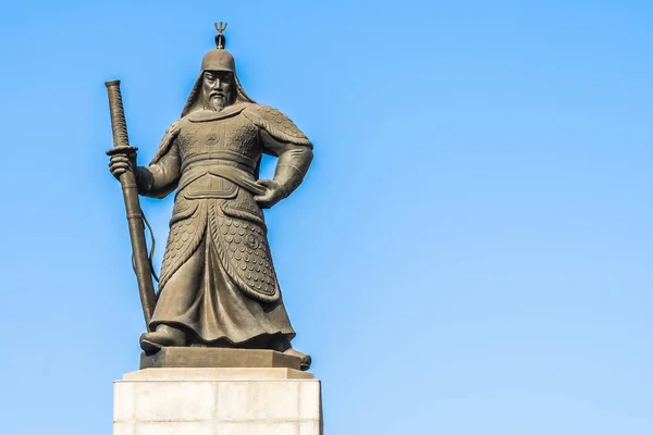 Красивая Статуя Адмирала Сун Сина Городе Сеул Южная Корея — стоковое фото