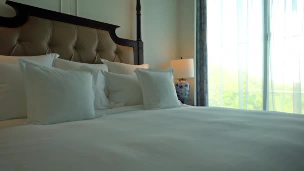 Záběry Luxusního Interiéru Hotelového Pokoje — Stock video