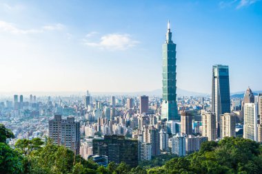 Güzel manzara ve cityscape taipei 101 bina ve ark