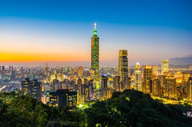 Güzel manzara ve cityscape taipei 101 bina ve ark