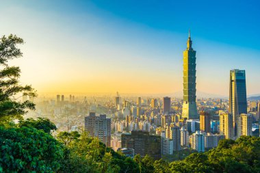 Güzel manzara ve cityscape taipei 101 bina ve ark