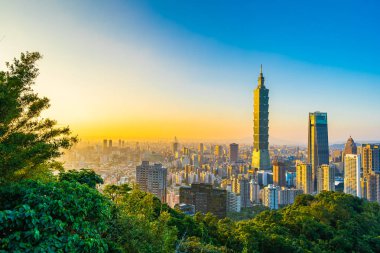 Güzel manzara ve cityscape taipei 101 bina ve ark