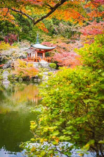 Schöner Daigoji-Tempel mit buntem Baum und Blatt im Herbst — Stockfoto