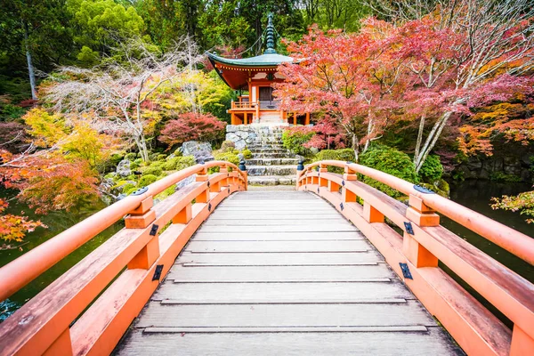 Belo templo Daigoji com árvore colorida e folha no outono s — Fotografia de Stock