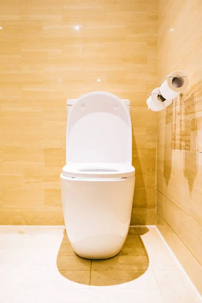 Gyönyörű luxus fehér WC-ülőke, és a tál — Stock Fotó