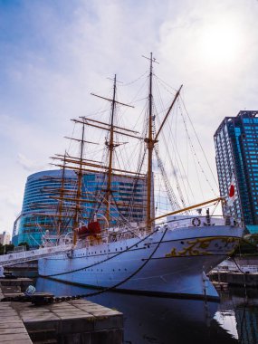 Yokohama Japonya - 25 Temmuz 2018: Güzel Nippon-maru bir yelken 