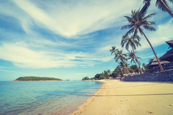 Bella spiaggia tropicale mare e sabbia con palma da cocco su — Foto Stock