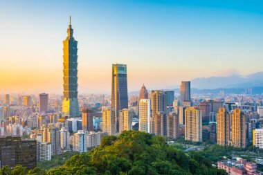 Güzel manzara ve cityscape taipei 101 bina ve ark