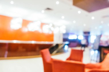 Özet olarak, arka plan için soyut bulanık ve odaksız otel ve lobi iç mekanı