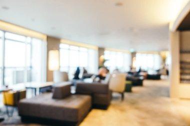 Özet olarak, arka plan için soyut bulanık ve odaksız otel ve lobi iç mekanı