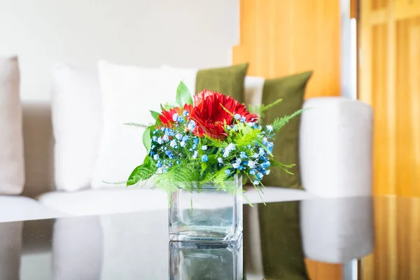 Vase Flower Table Pillow Sofa Decoration Interior Living Room — Stock Photo, Image