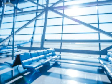 Soyut bulanıklık ve arka plan için Havaalanı terminal iç defocused