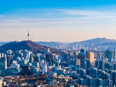 Bina Cityscape Kulesi Seoul City Güney Kore ile güzel mimari