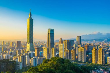 Güzel manzara ve cityscape taipei 101 bina ve ark