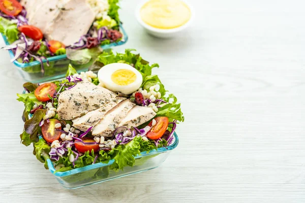 Poitrine Poulet Grillée Avec Salade Légumes Frais Style Alimentaire Sain — Photo