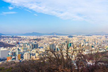 Güzel manzara ve Seoul city cityscape