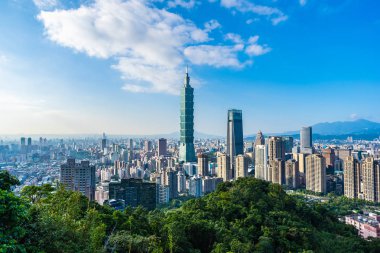 Güzel manzara ve cityscape taipei 101 bina ve ark