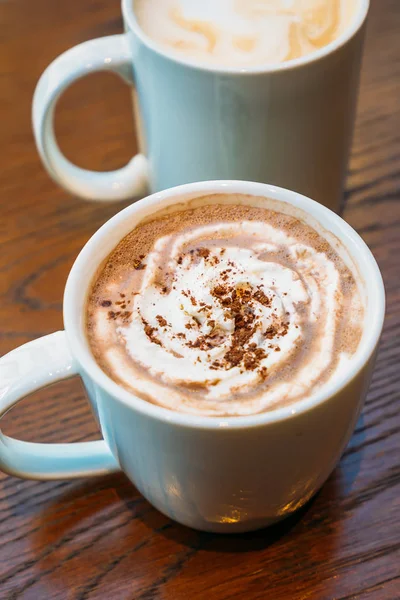 Hot cocoa and chocolate in white cup or mug — Stock Photo, Image