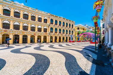 Çin, Macau macau şehir - 6 Eylül 2018 - güzel eski mimari yapı Arata kare çevresinde