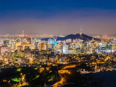 Bina Cityscape Kulesi Seoul City Güney Kore ile güzel mimari